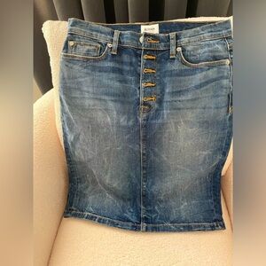 Hudson high rise button front denim skirt